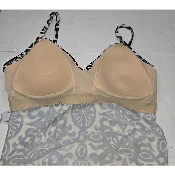 Lands End Takini Top Women 16 DD V Neck Shelf Bra Tile Print Swimwear Vacation - Picture 8 of 9